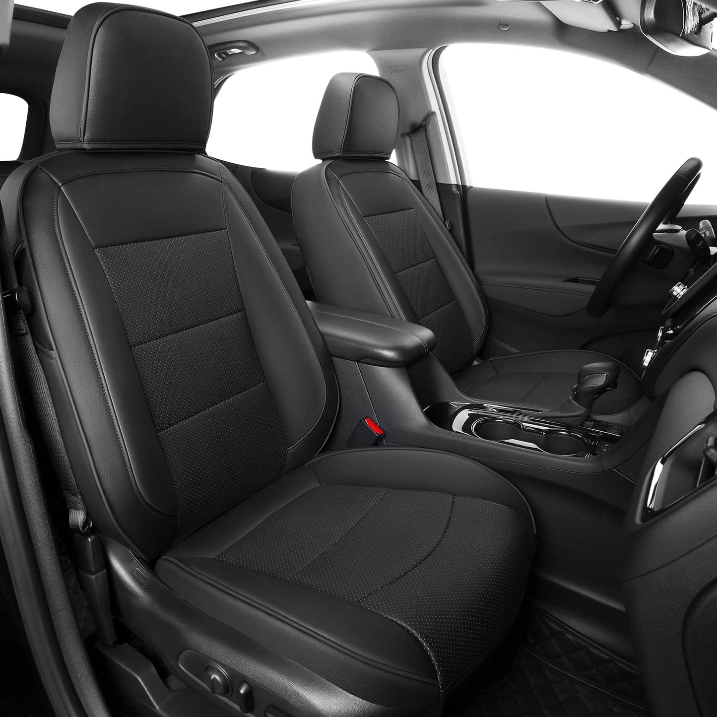 RISINGSTAR Terrain Seat Covers, fit for 2018-2024 GMC Terrain SUV with Rear Split Seats, Water Proof Faux Leather(Full Set, Black)