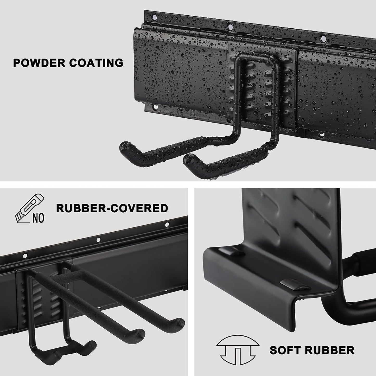 AIRTOON Garage Tool Organizer, 48 Inch Garage Organizer Wall Mounted Storage System with 9 Hooks, Max Load 500lbs Garage Storage for Garden Tools, Shovels, Trimmers, Hoses