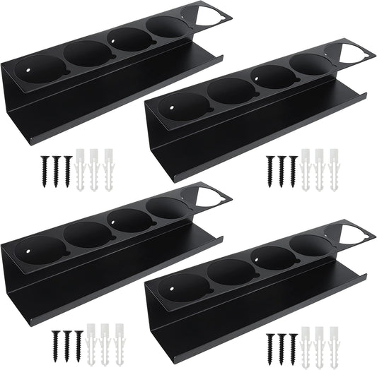RealPlus Aerosol Spray Can Holder Rack Organizer, 5 Can Spray Bottle Holder Heavy-Duty Steel Wall Mounted for Garage and Workspace, Pack of 4