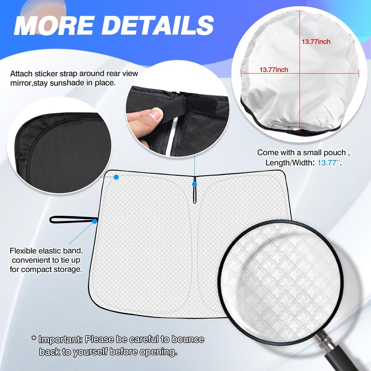 Windshield Sun Shade for 2025 2026 Toyota Camry Accessories Thicken 6-Layer Front Window Sunshade Cover Sun Visor Protector Foldable Block UV Rays Keep Vehicle Cool