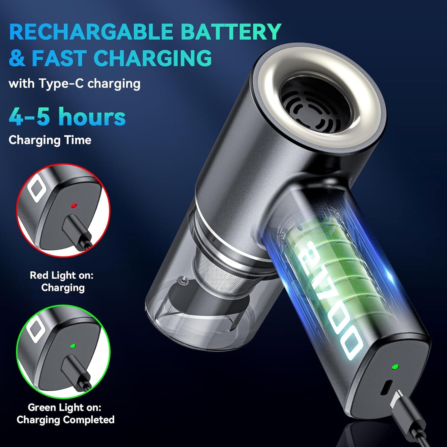 Car Vacuum Cordless Portable with Brushless Motor,16000PA Suction Power, 3-in-1 Compressed Air Duster & Air Blower & Pump Wireless Mini Handheld Cleaner for Home, Car, Pet, Office