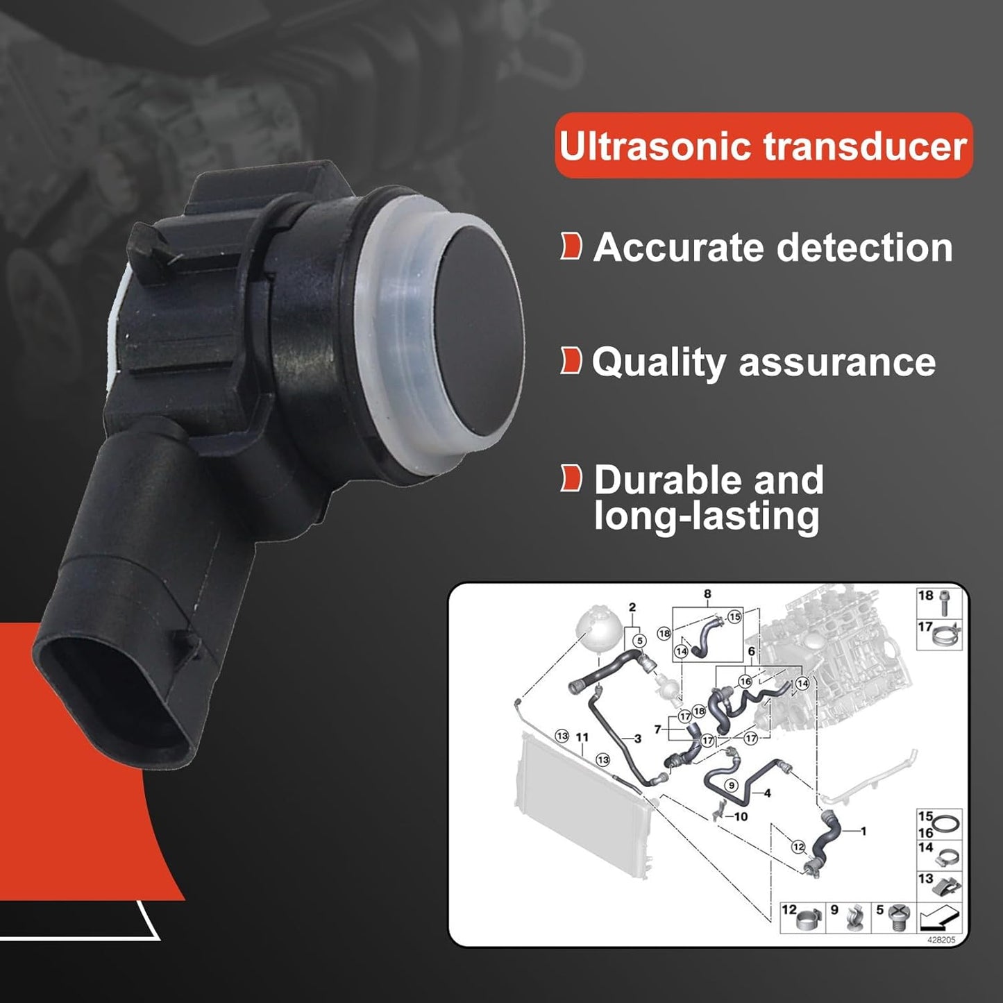 2 PCS 66209261582 Car PDC Parking Sensor Bumper Parking Sensor for 2011-2021 BMW F20 F21 F22 F30 F31 F32 F33 320i 325i 328i 335i 428i 435i Replace# 66209261588 66209261589 66209261590 66209261591