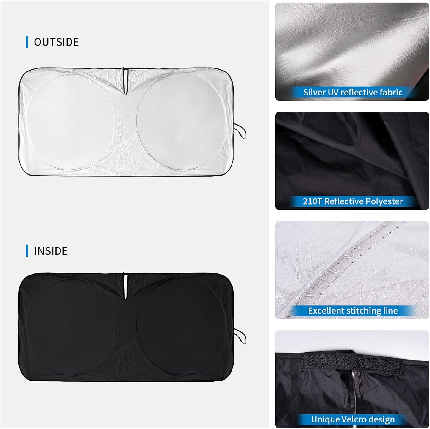 INSAUTO Windshield Sun Shades Custom Fit for Toyota Camry 2007-2017- Sunshade for Front Window Cover - Double Layer Heat Shield Sun Visor Cool Car Accessory