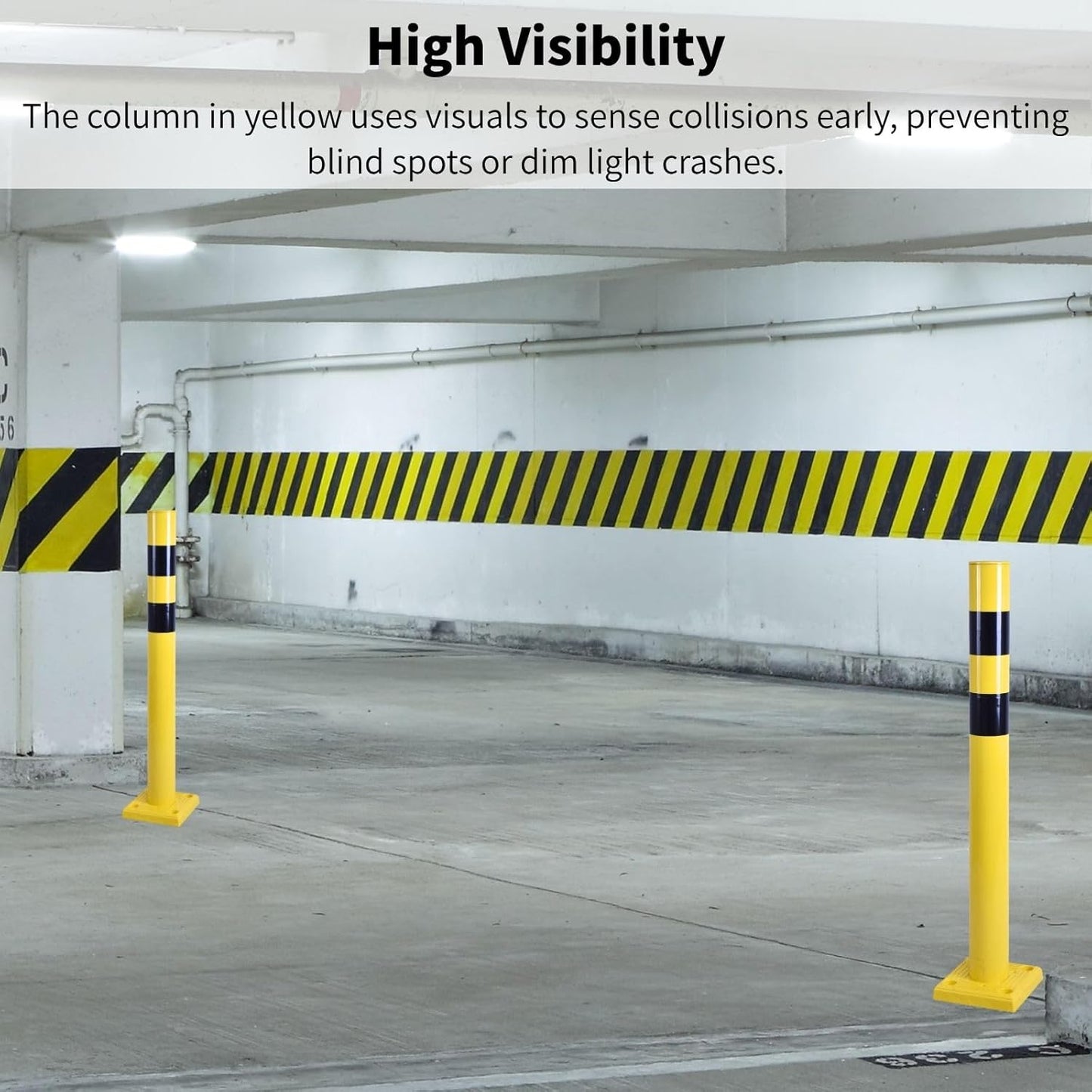 4 Pack 4" Diameter SpringBack Safety Bollard Post with 4 Anchor Bolts for Parking Garage, Warehouse, Driveway & Outdoor Use (42"H 4Pack)