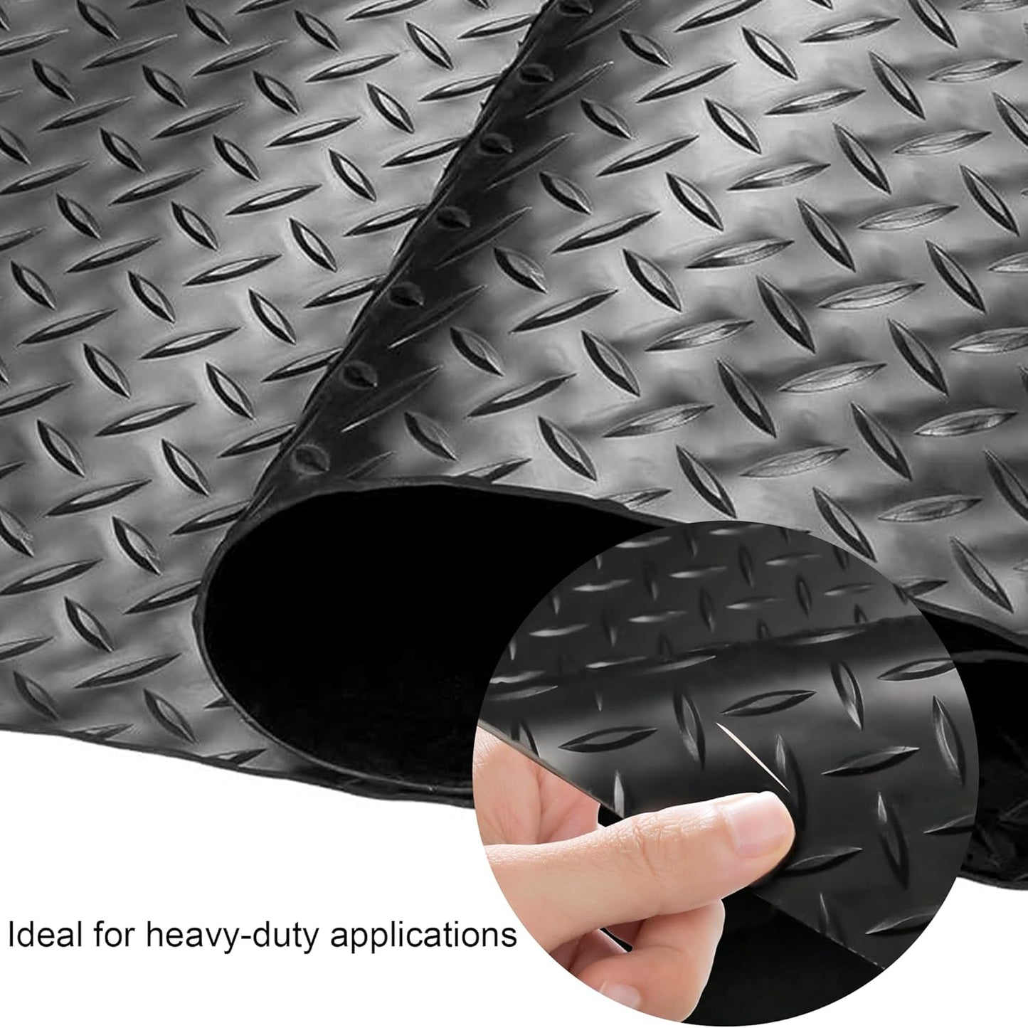 OrangeStar 4 x 6 Ft Garage Floor Mat, Diamond Plate PVC Garage Flooring Roll for Under Car, Heavy Duty Parking Mats, Black