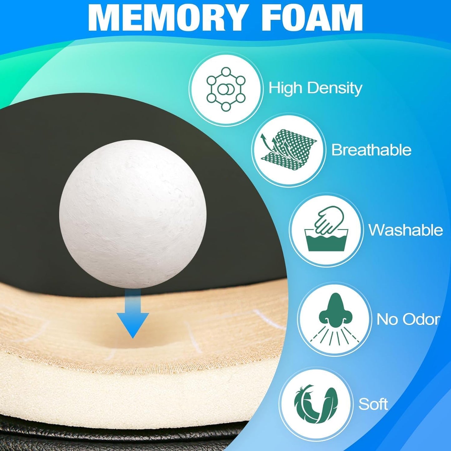 MYFAMIREA Car Seat Cushion and Back Support Pillow 1.2'' Thick Memory Foam Desk Chair Cushion Back Support for Automotive Seat Driver, Travel, Leg Back Pain Relief, Washable Adjustable, Dark Gray