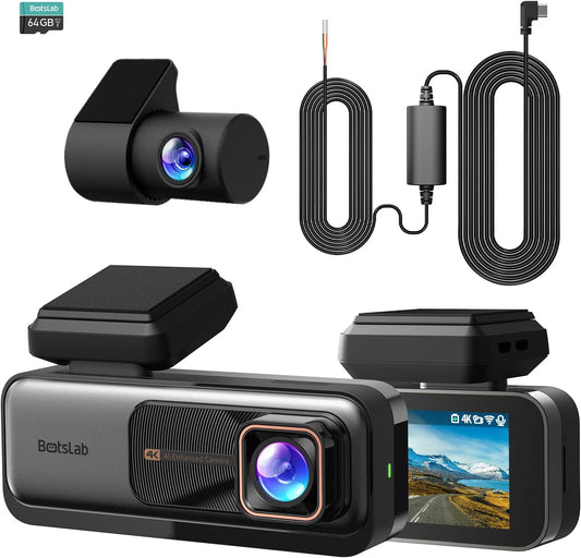 4k Dash Cam Front and Rear, 24/7 Parking Monitor with Hardwired Kit, 170° Ultra Wide Dashcam, ADAS, IMX415 Sensor, Night Vision, WDR, Loop Recording, 5G/2.4G WiFi & GPS, Free 64GB Card