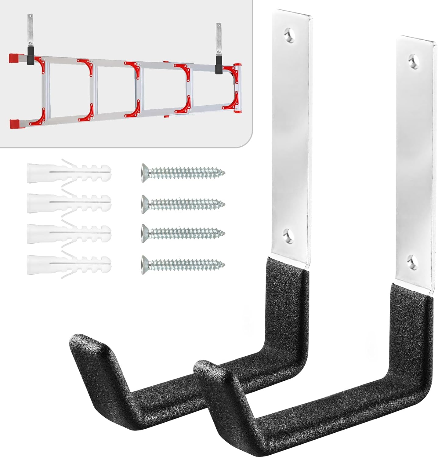 AccEncyc Heavy Duty Wall Mount Hooks - 2Pcs Steel Utility Hooks for Garage, Garden Tools & Hose Holder