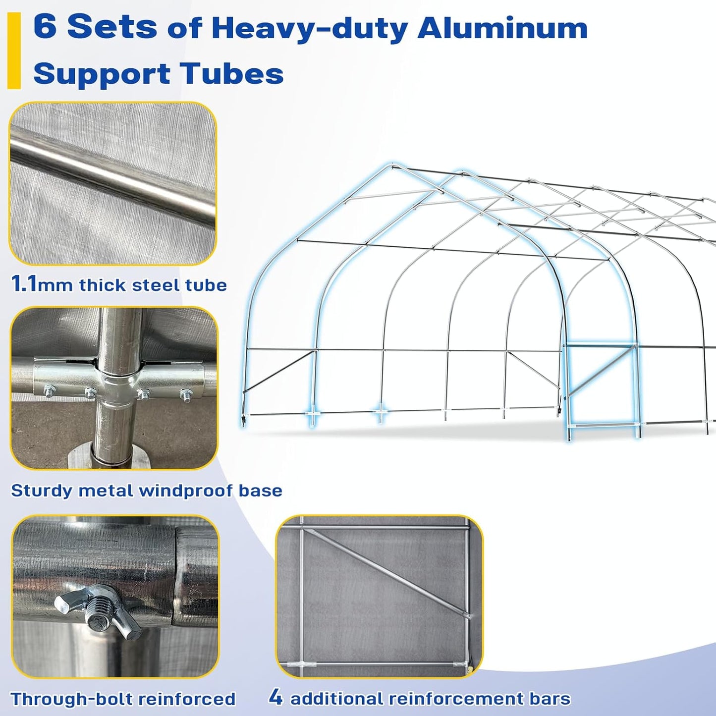EROMMY 20x20 FT Heavy Duty Durable Carport, Galvanized Steel Frame Garage Shelter and Outdoor Storage, Waterproof 3-Layer PE Cover, Fits 2 Cars, Boat, Farm Equipment, Silver Gray