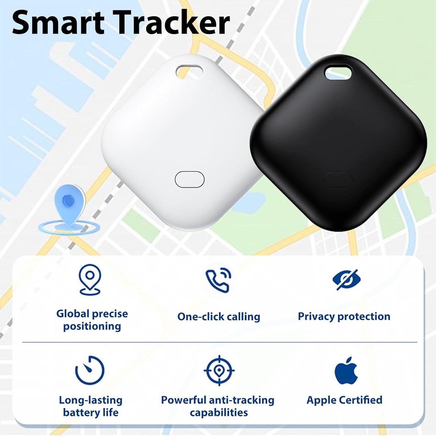 2 Pack GPS Vehicle Tracker, Hidden Vehicle Tracker, No Subscription and Monthly Fees and SIM Card Required, Tracker with Sound, Works with Find My, Suitable for Children, Pets, Vehicles (iOS only)