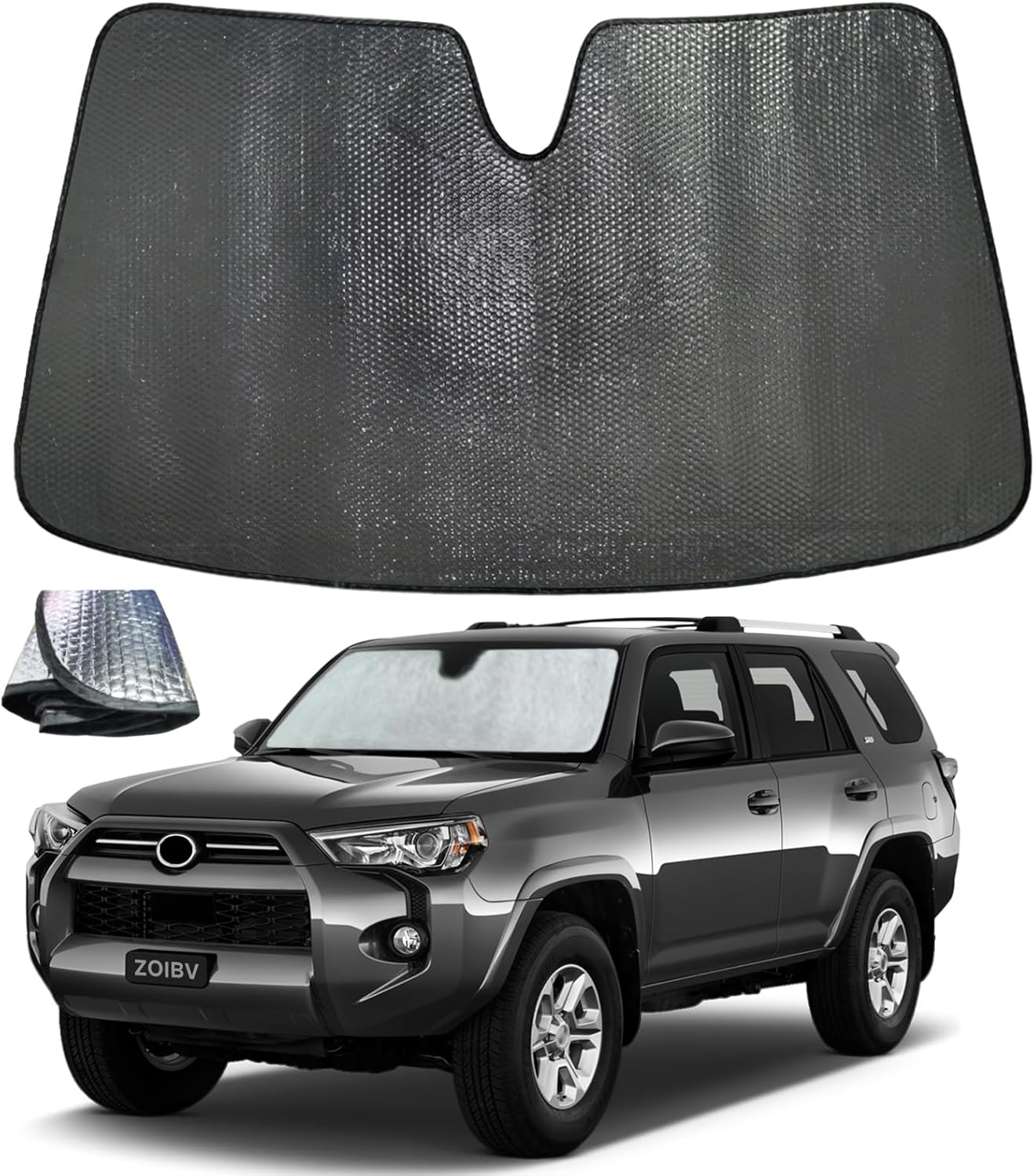 Windshield Sun Shade for Toyota 4Runner 2010-2019 4-Runner - 5-Layer Bubble Foldable Front Window Shade Sun Visor Accessories - Blocks Heat & UV Rays