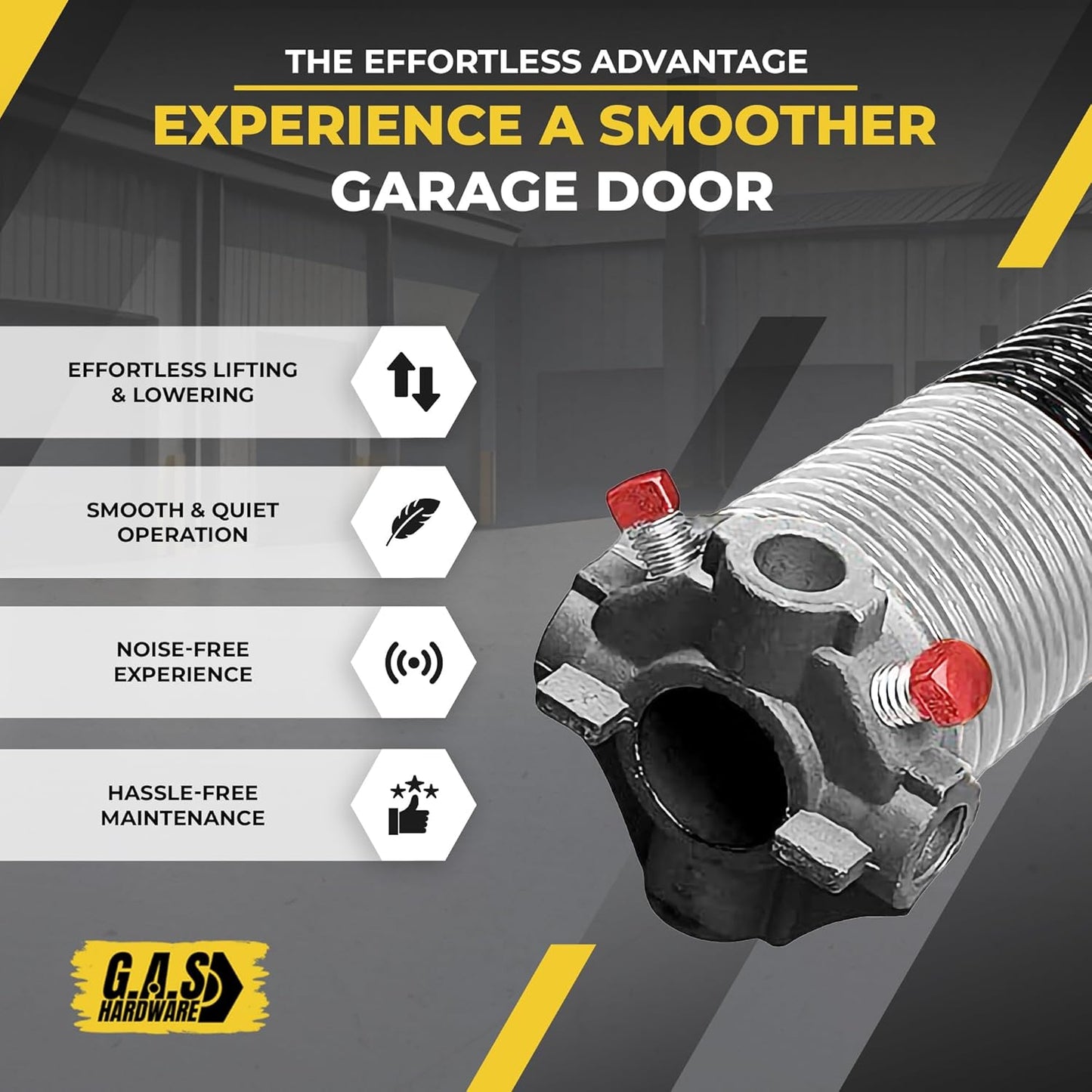 Garage Door Torsion Spring 218x2x25 Torsion Springs for Left Side of Garage Door with 1" Steel Bearing, Gloves, and Winding Bars Precision E-Coating 5-Year Warranty Minimum 30,000 Cycles (Red Cone)
