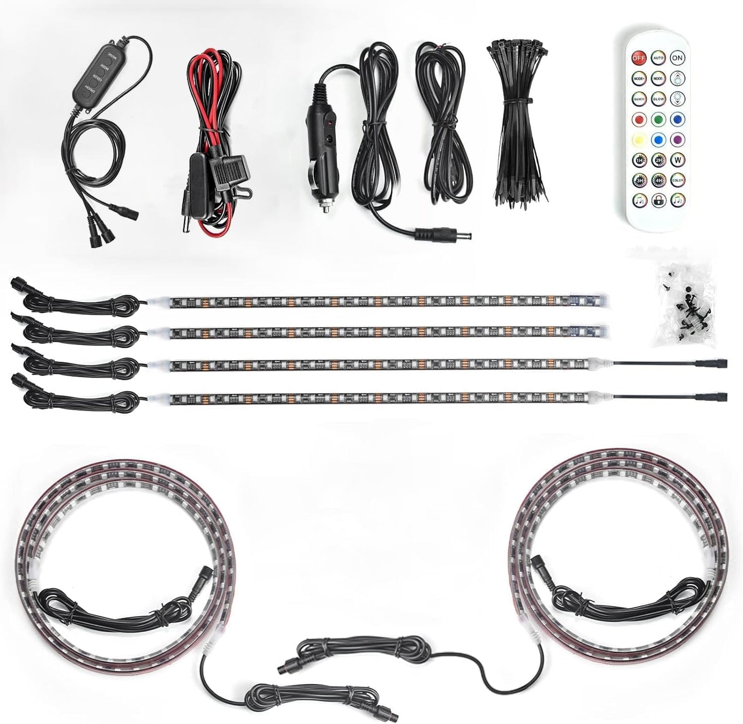 Car LED Underglow Lights - 6Pcs Car Underglow Neon Accent Strip Lights with Dream Color Chasing, APP Control 12V 300 LEDs Underbody Lights, Waterproof Underglow Led Light Kit for Cars, Trucks, Boats