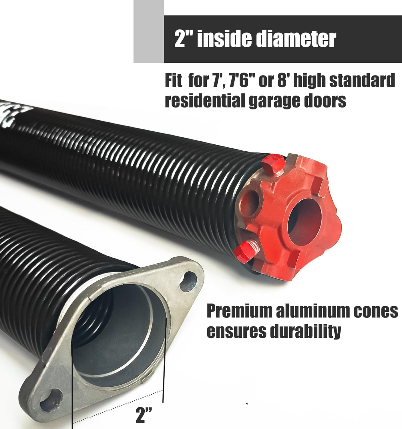 Garage Door Torsion Spring Set, Pair of 2" Electrophoresis Coated Garage Door Spring Replacement with 2 Non-Slip Winding Bars and Bearing, Minimum 16000 Cycles (.250x2x31")