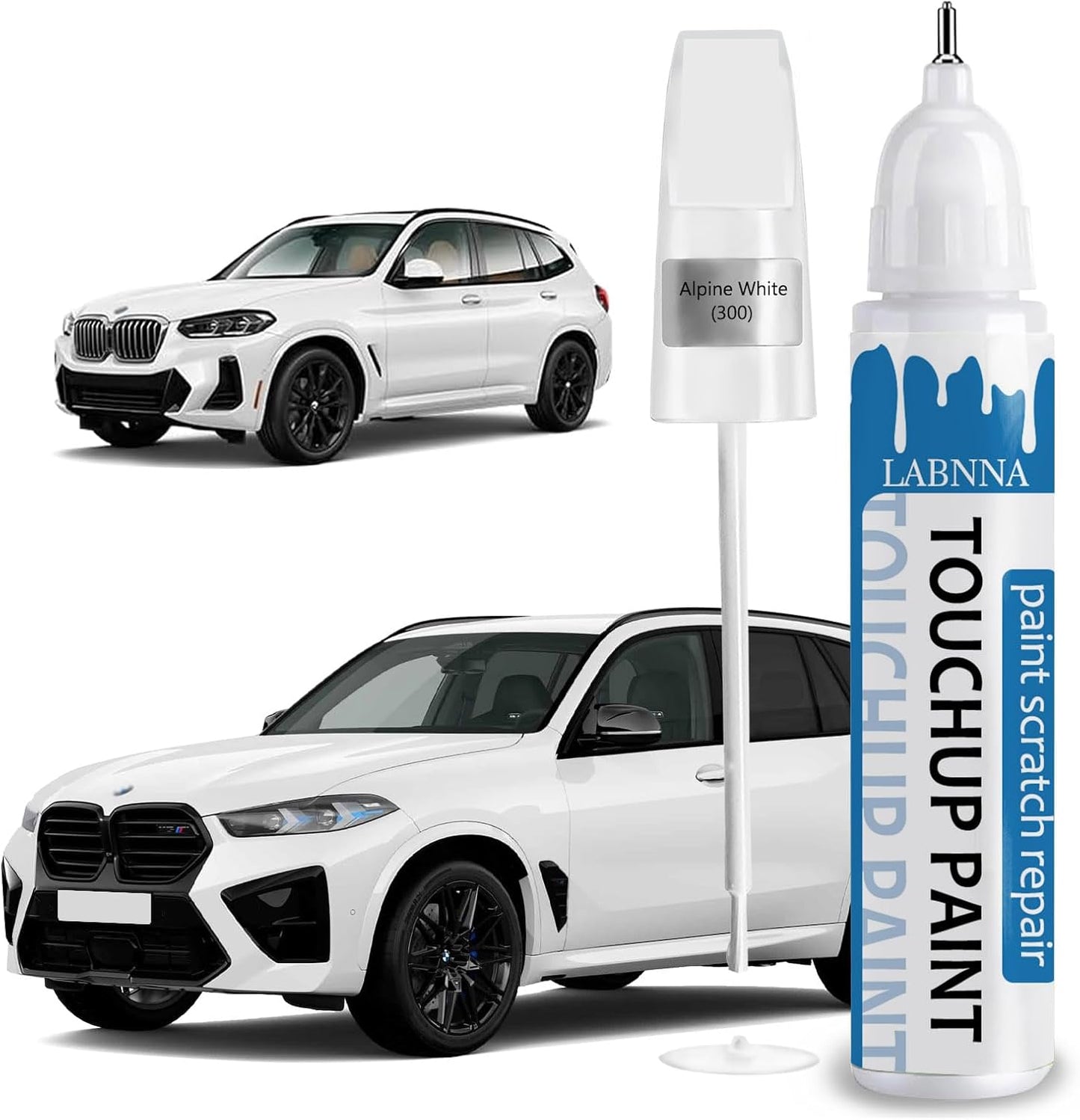 Alpine White (300) Touch Up Paint for BMW-Exact Match 2 in 1 touchup Paint Pen for Chips and Nicks Repair Car Paint Scratch Repair Kit