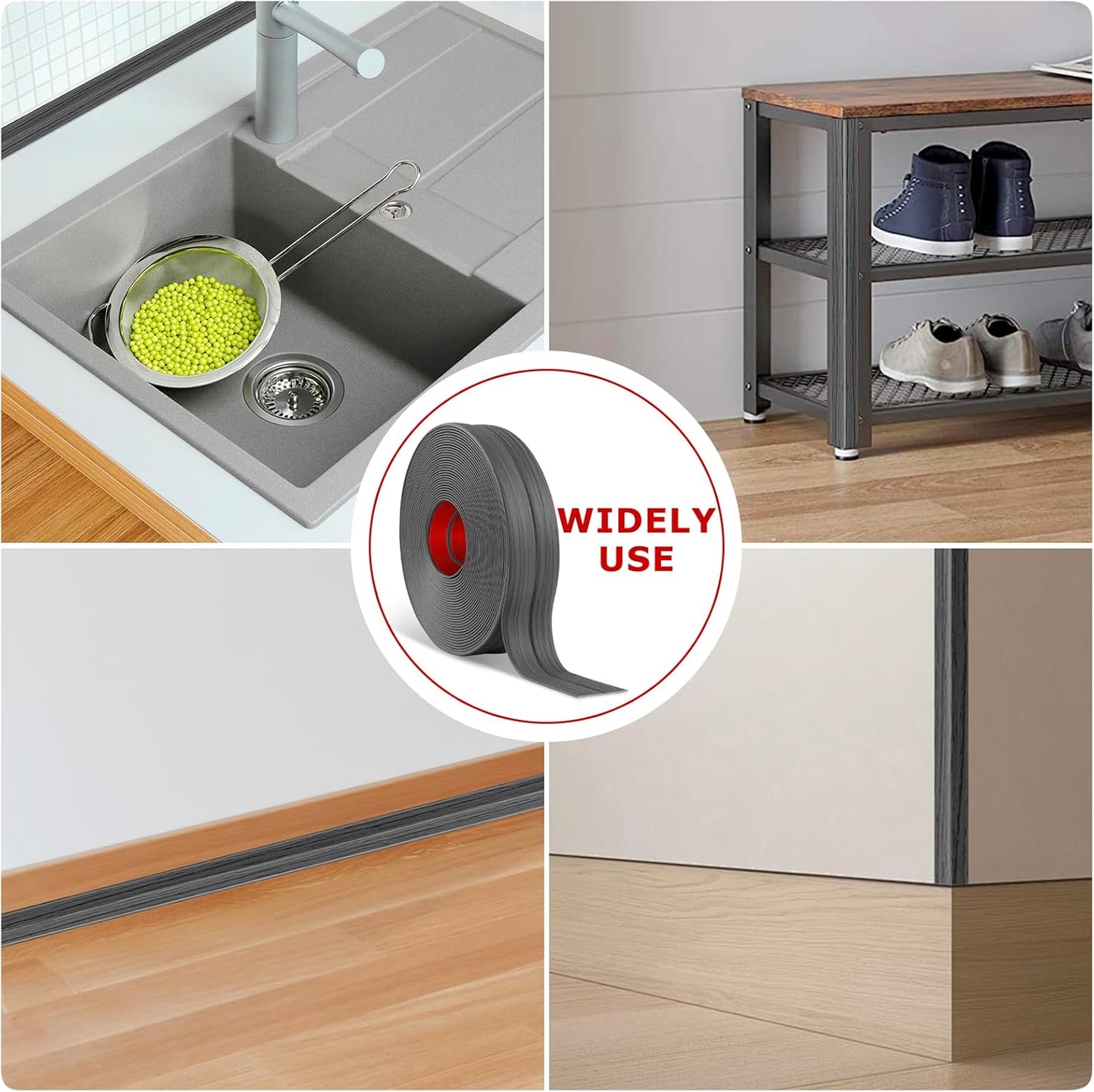 Flexible Wall Corner Protector Moulding Trim Peel and Stick Wall Corner Guards Edge Protector Self Adhesive Molding Trim Strip for Edge Ceiling (Deep Gray Wood Grain, 1.6 in x 20 Ft)