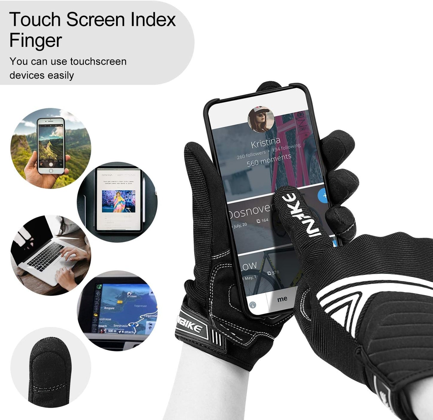 INBIKE Breathable Mesh Motorcycle Gloves Touchscreen with TPR Palm Pad Hard Knuckles