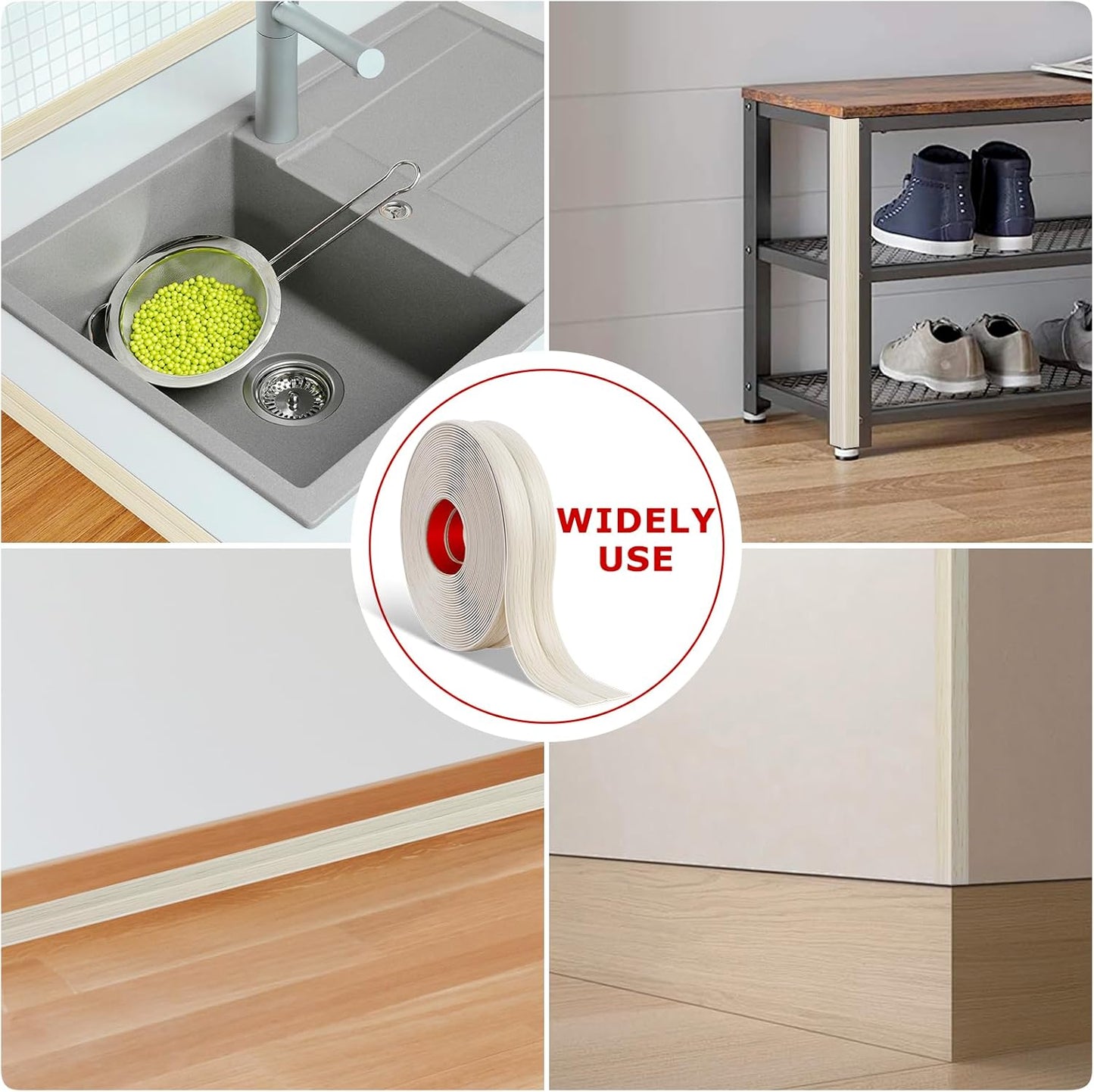 Flexible Wall Corner Protector Moulding Trim Peel and Stick Wall Corner Guards Edge Protector Self Adhesive Molding Trim Strip for Edge Ceiling (Beige Wood Grain, 2.4 in x 20 Ft)