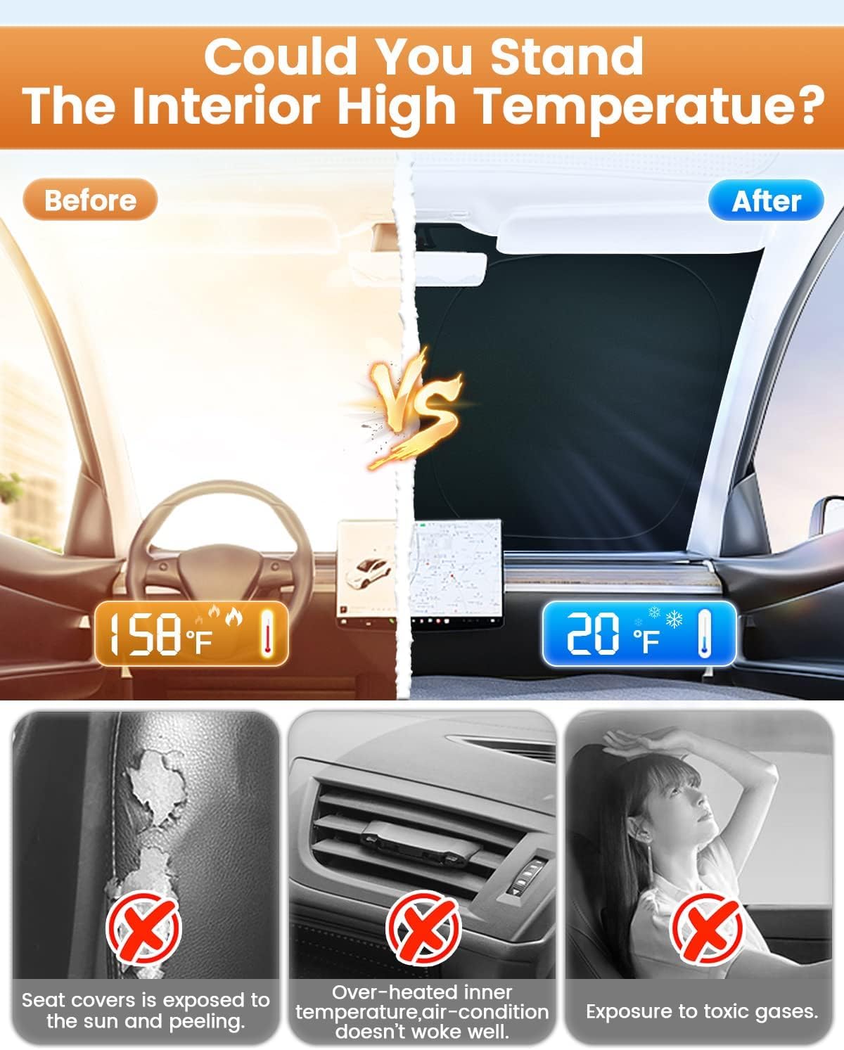 KUST Windshield Sun Shade Custom Fit for Hyundai Ioniq 5 2022 2023 2024 2025 2026 Sun Shade Front Windshield Sun Visor Foldable Thicker 5-Layer Block Heat and Sun UV Rays