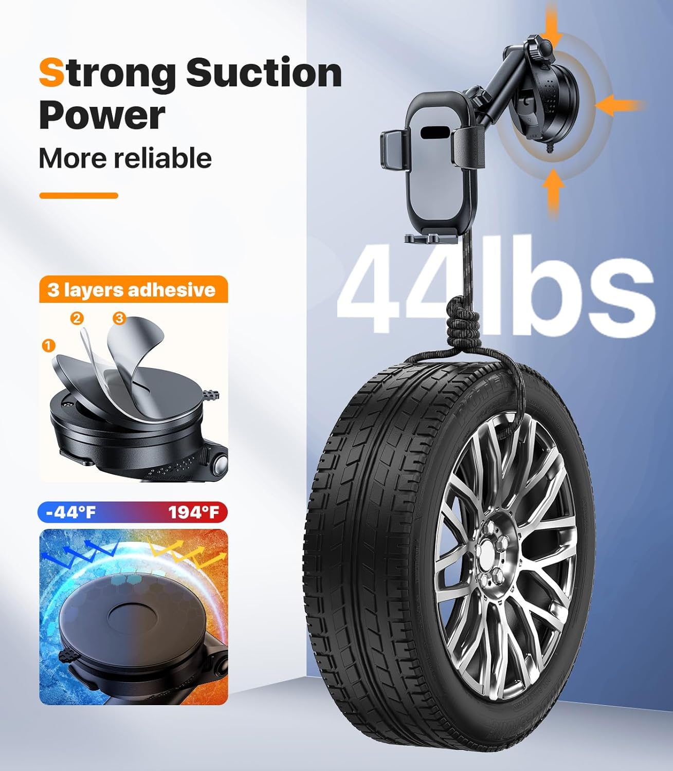 Ultra Stable Phone Holders for Your Car [Powerful & 360 Adjustable Suction Cup] Universal Car Phone Holder Mount Long Arm Flexible Car Mount for Dashboard Windshield Air Vent All Phone Case