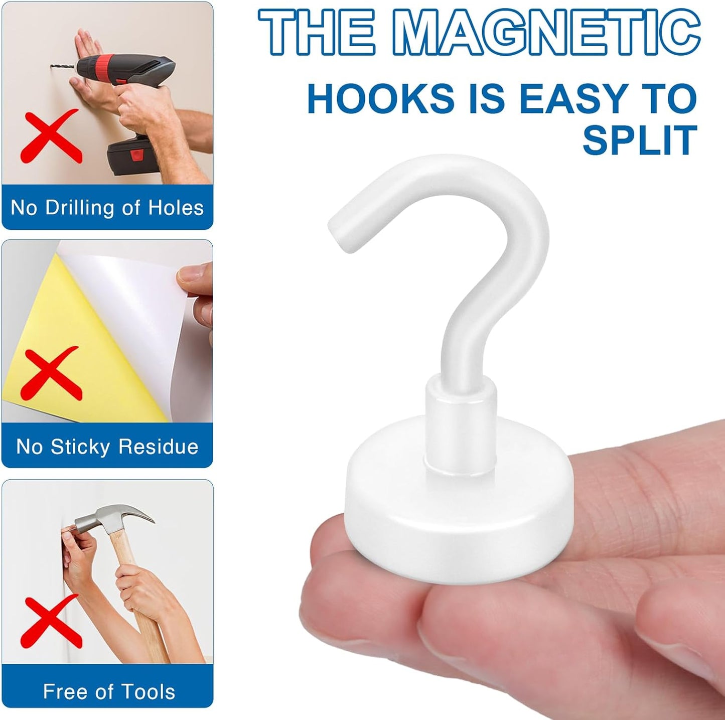 LOVIMAG Cruise Essentials, 150Lbs Cruise Door Magnets, White Magnet Hooks for Cabin Strong Magnetic Hooks for Hanging, Refrigerator, Celling -6 Pack