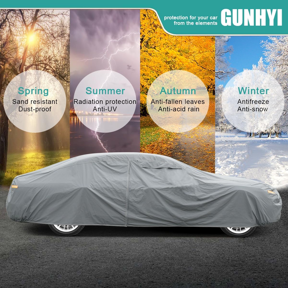 Premium Car Cover Custom Fit GMC Yukon (2006-2025), not fit Yukon XL, 16 Layers Heavy Duty Car Cover Waterproof All Weather with Zipper Door for Sun Rain Snow Dust Uv Protection