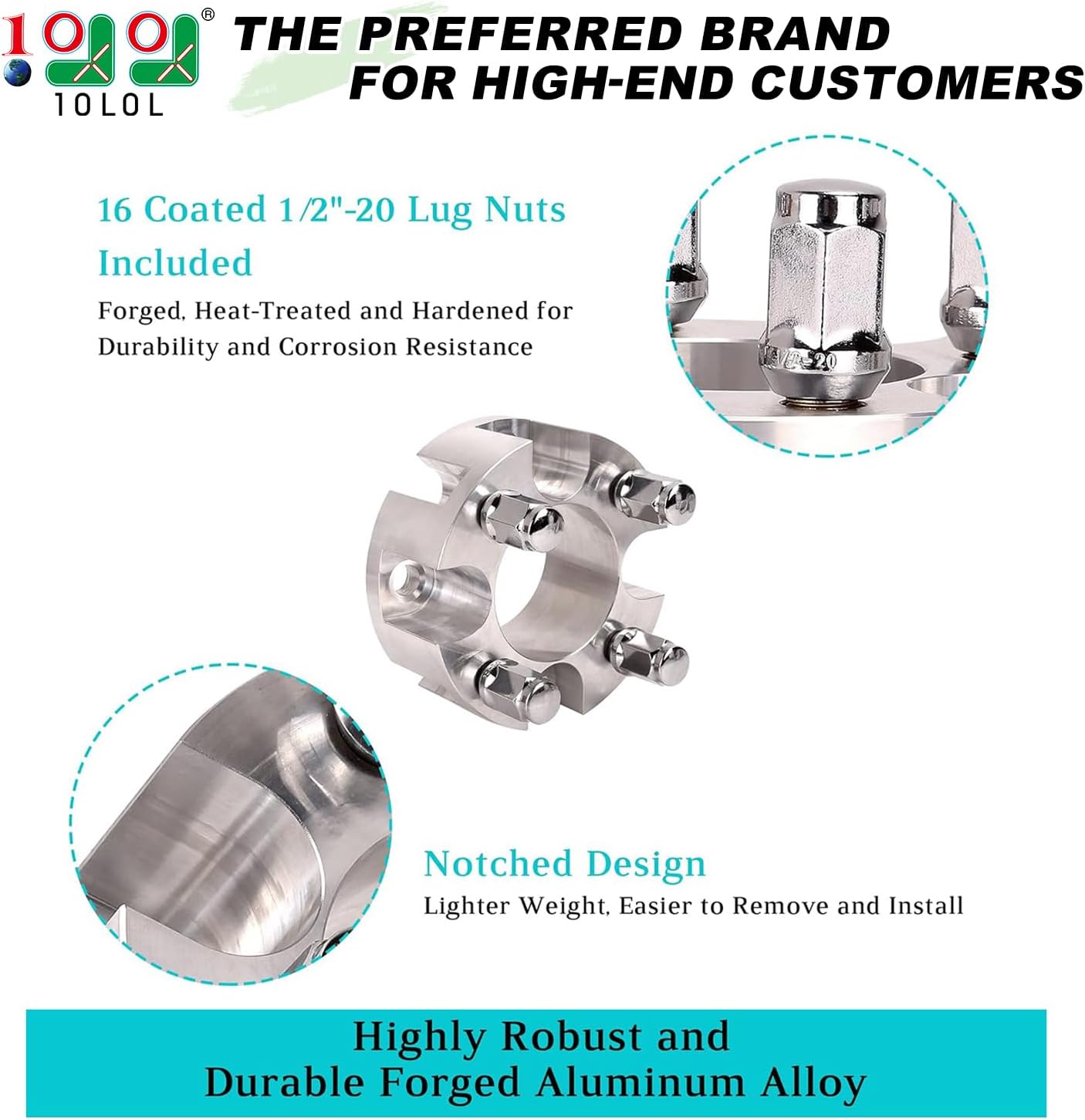 10L0L Golf Cart Wheel Spacers Adapters 2 Inch for EZGO Club Car 4 Lug (4x4 Bolt Pattern, 68mm Hub Bore, 1/2-20 Studs) - 4 Pack