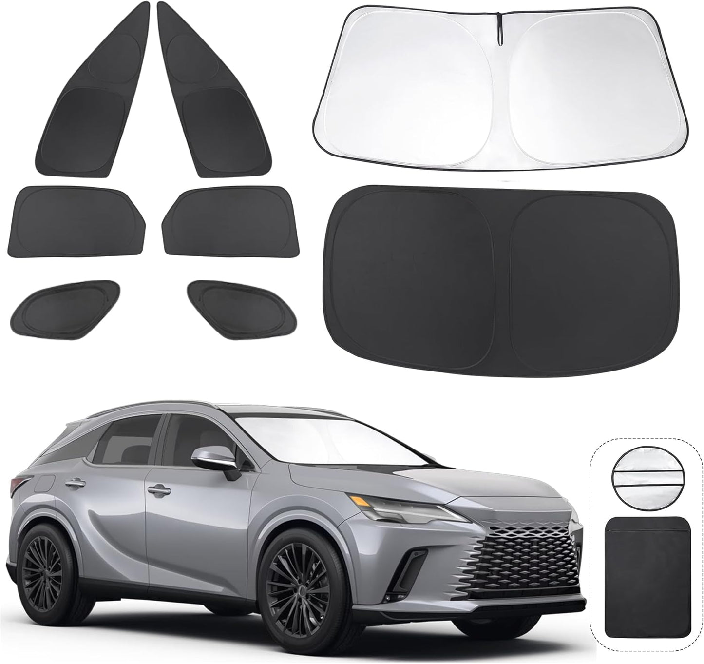 TINGLU Window Shades for Lexus RX 2023 2024 2025 Accessories Car Side Full Windows Rear Triangular Windshield Sun Shade Sun UV Rays & Privacy Protection for Camping,Napping,and Relaxing 8PCS