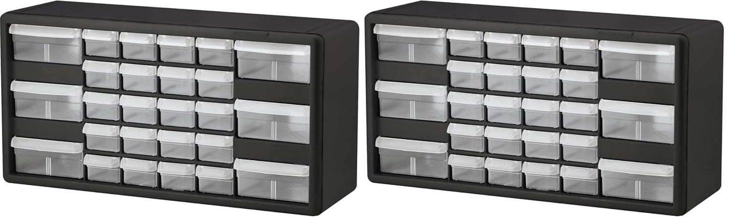 Akro-Mils 26-Drawer Plastic Drawer Storage Cabinet for Garage Organization, Bead Organizer, Building Bricks Storage, Teacher Toolbox, Makeup Organizer, 20-Inch W x 6-Inch D x 10-Inch H, 10126 Black