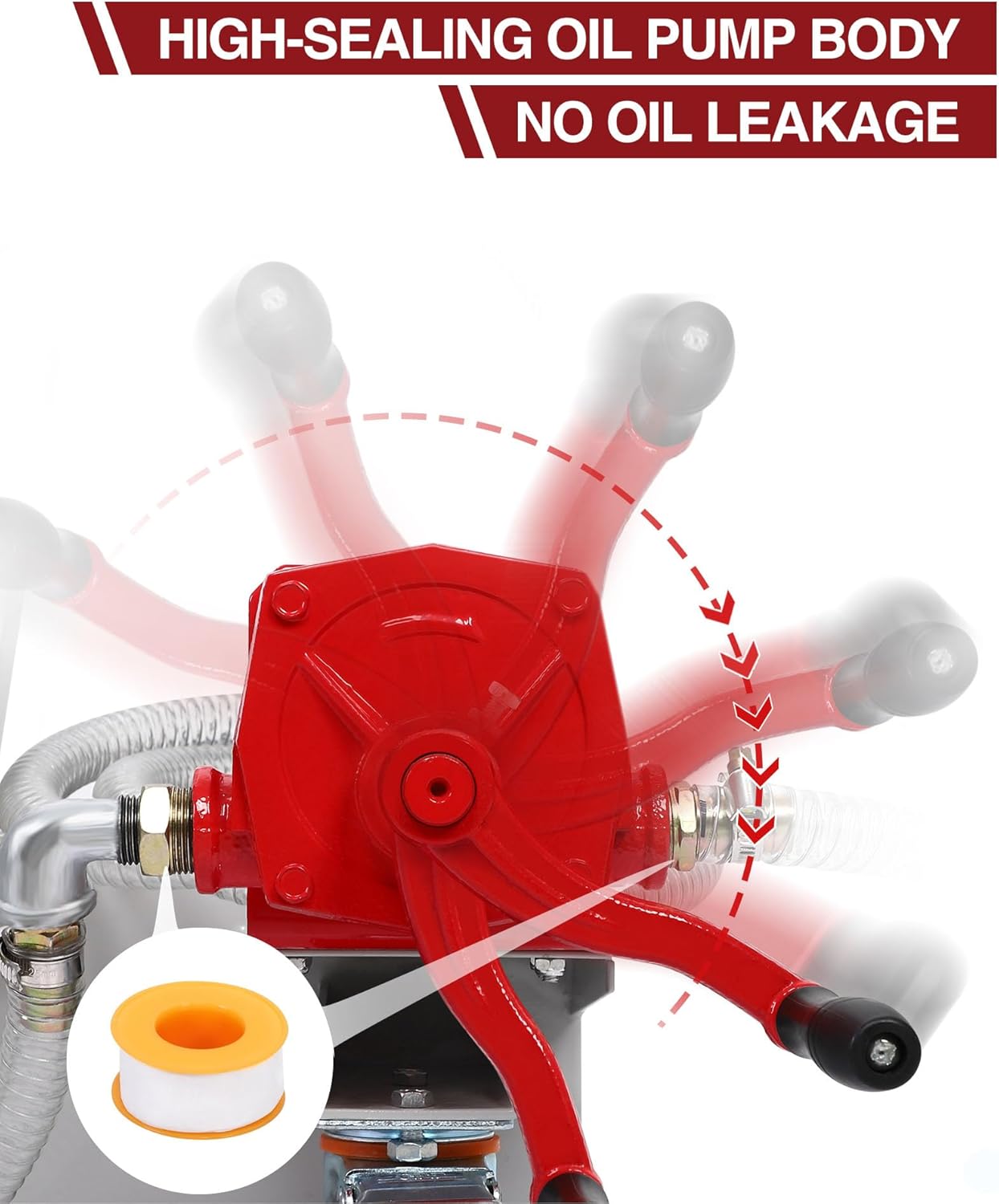 DEXSO 15 Gallon Oil Drain Pan with Hand Pump & 8 Ft Hose, 57L Low Profile & T Foldable Handle Oil Drain Cart for Truck Cars SUVs