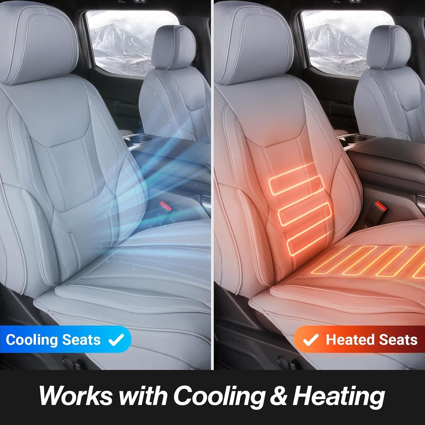 Coverland Custom Car Seat Covers Compatible with Frontier Crew Cab, King Cab - Premium Leather Non-Slip Memory Foam Waterproof Custom Interior Protector Full Set-Gray [See Size Chart-Size X137]