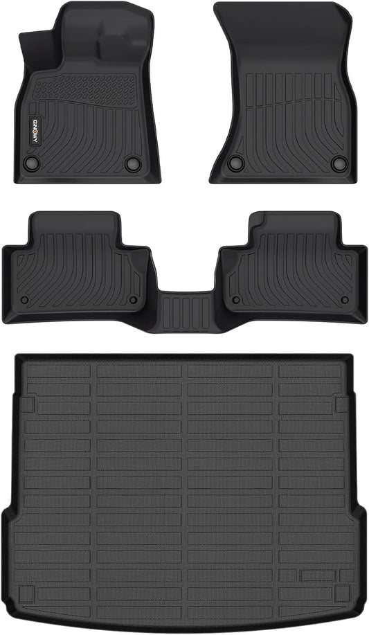 GINOWY-Floor Mats & Cargo Liner for Audi Q5 SQ5 2018-2024 2025 (Not for PHEV) TPE All Weather Q5 Car Mats, Non-Slip Trunk Mat Q5 Floor Liners Waterproof Custom Fit Accessories Mats Black