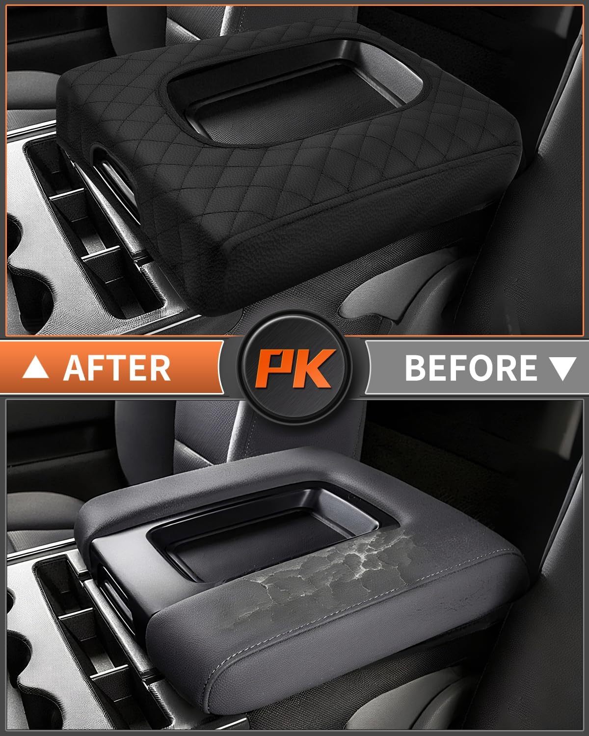 Shademax Center Console Cover Custom for Chevy Silverado & GMC Sierra 2014-2018 Accessories, Silverado Sierra Armrest Cover Jump Seat Console Cushion Pad Leather Console Armrest Lid Protective Cover