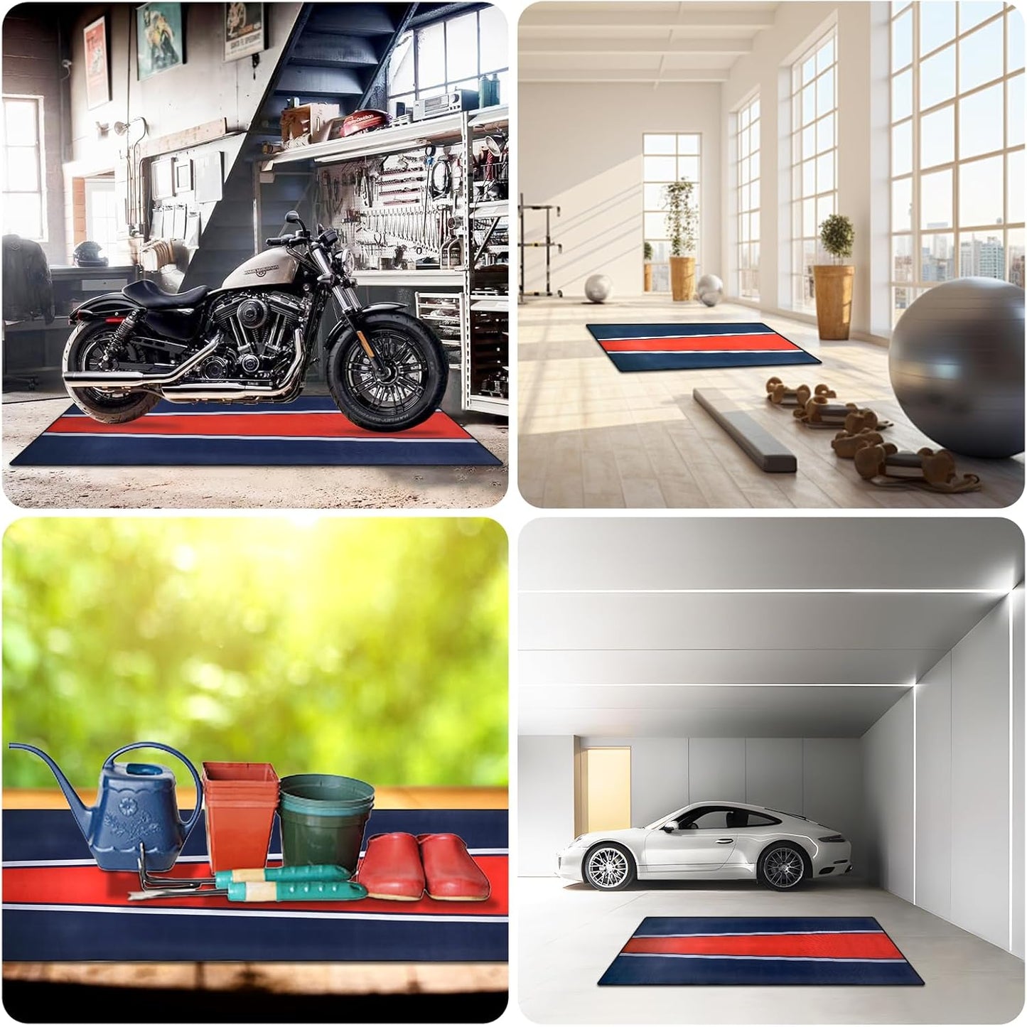 Motorcycle Mat, 78" L x 31" W Motorcycle Garage Mat Waterproof, Non-Slip, Heavy-Duty Surface for Display Decoration, ATVs & Workshop Use – Easy to Clean & Reusable