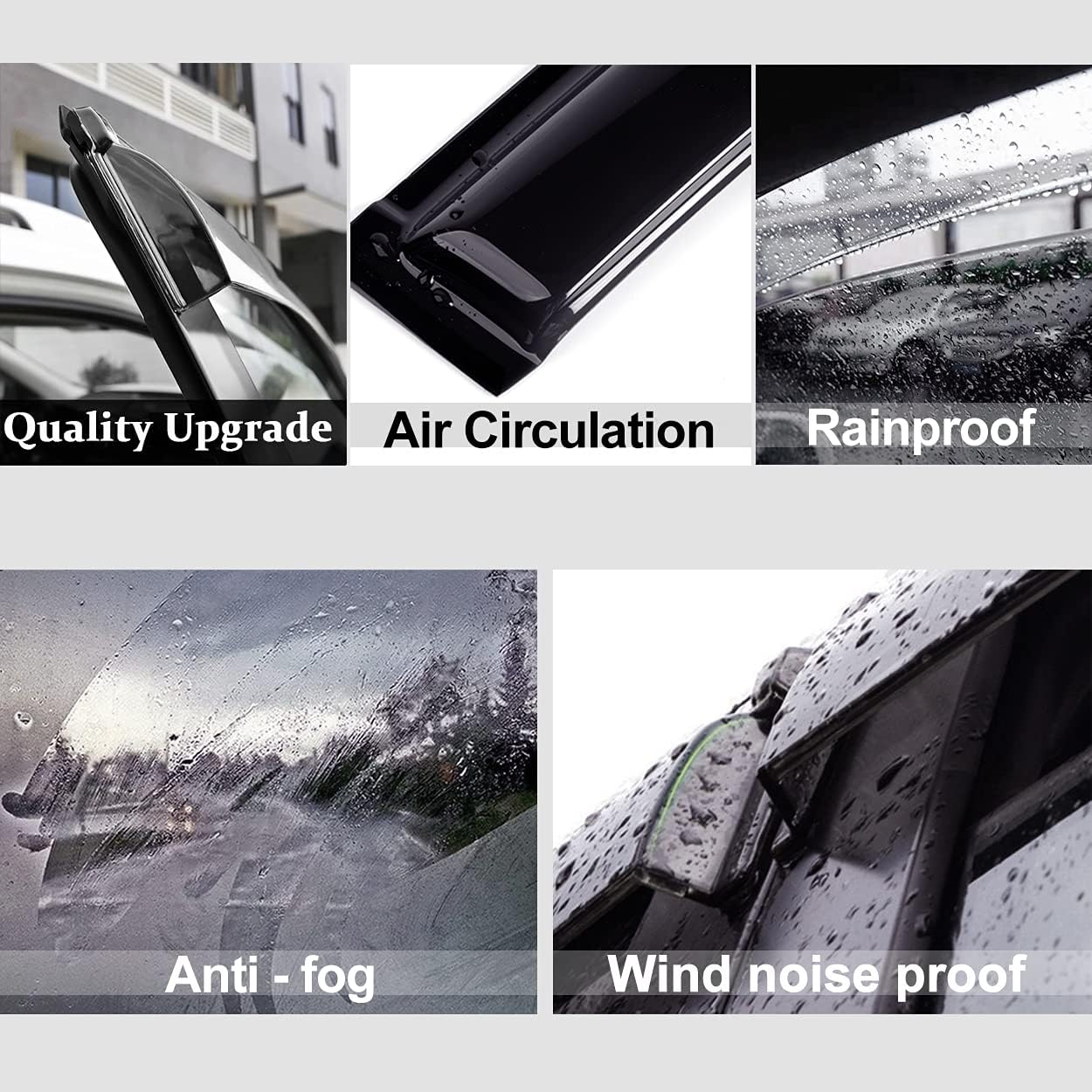 94992 Side Window Wind Deflector,4pc Outside Mount Style Nice Sun Rain Guards Set,Window Visor fit for 2013-2018 Toyota RAV-4