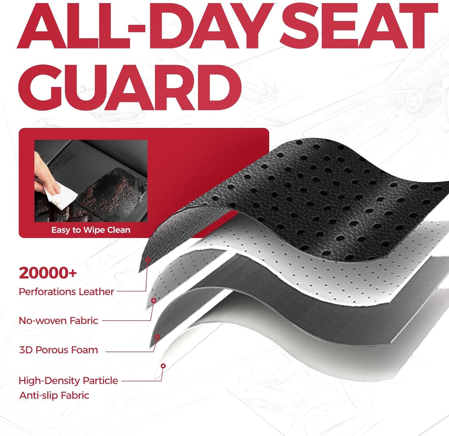 FREESOO Seat Covers for Honda CRV, Custom Fit Seat Covers Full Set, CRV LX EX EX-L Sport Touring Special Edition Trailsport Hybrid & Gas 2023 2024 2025 2026, Waterproof Leather Seat Cover, Black & Red