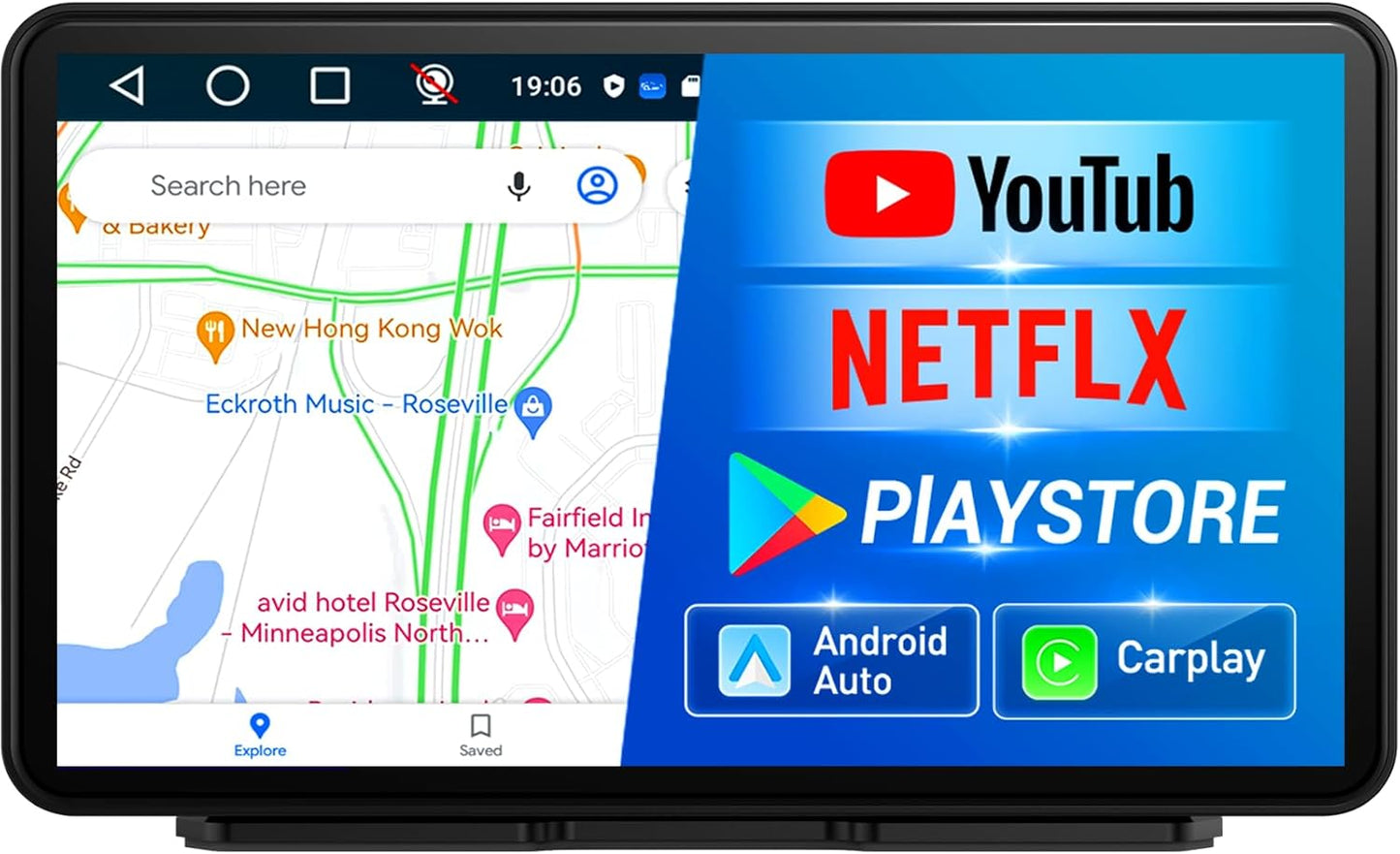 Android Carplay Screen for Car, 7 Inch with 4 Core and 2GB+32GB, Wireless Apple Carplay Android Auto Car Stereo Built-in GPS Navigation Netflix YouTube Tictok Google Play, OTA Upgrate Support