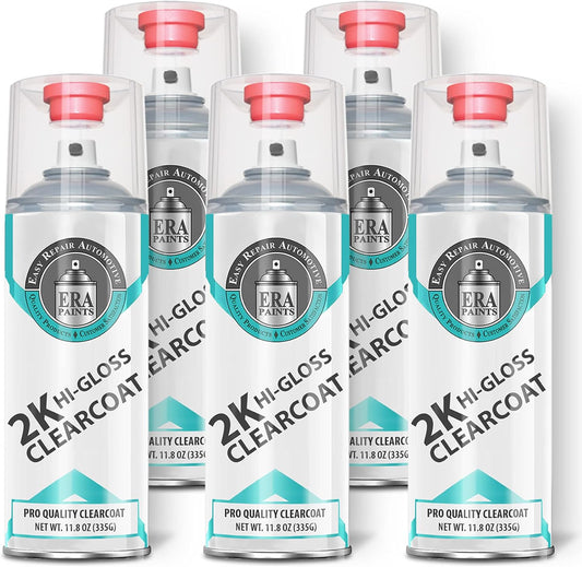 ERA Paints 2K High Gloss Clear Coat Spray/Aerosol Can – Professional Quality & Finish - Easy to Use – Best Value (5 pack)