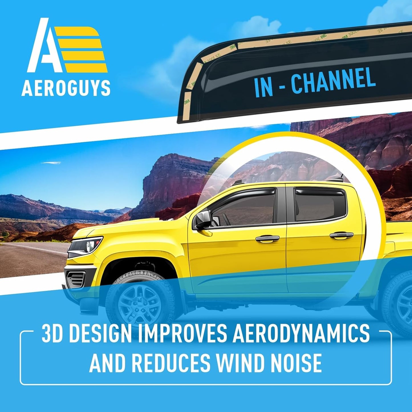 Extra Durable Window Deflectors in-Channel Window Visors Rain Guards Fit for Chevrolet (Chevy) Colorado 2015-2022 Crew Cab, Sun Visors, Wind Vent for Shades, Exterior Car Accessories - 4pcs. AG0275