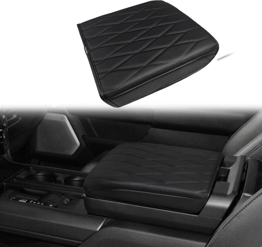 Muslogy Center Console Armrest Cover Compatible with Ford F-150 F150 2021-2025 Comfort Armrest Pad Arm Rest Cushion Vegan Leather Protector Regular Thick(WorkSurface ONLY)