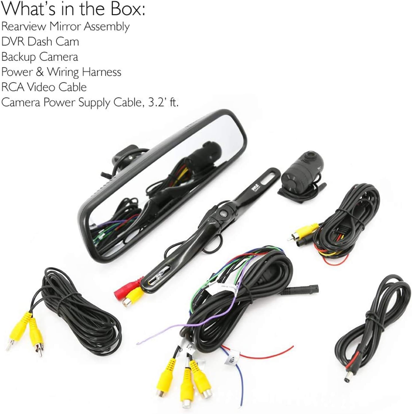 Pyle Dash Cam, Rearview Mirror Monitor, Night Vision, 7.4” LCD Screen, Backup Camera, Slim Bar Design, Waterproof IP-69, G-Sensor, Audio Recording, 32GB Memory Slot, Universal Mount, Includes Cables