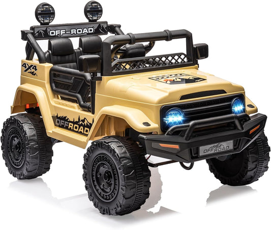 Garvee 12V Kids Ride On Truck Car with Remote Control - Electric Ride On Toys for Toddlers, Spring Suspension, 3 Speeds, LED Lights, Bluetooth Music & Parent Safety Brake