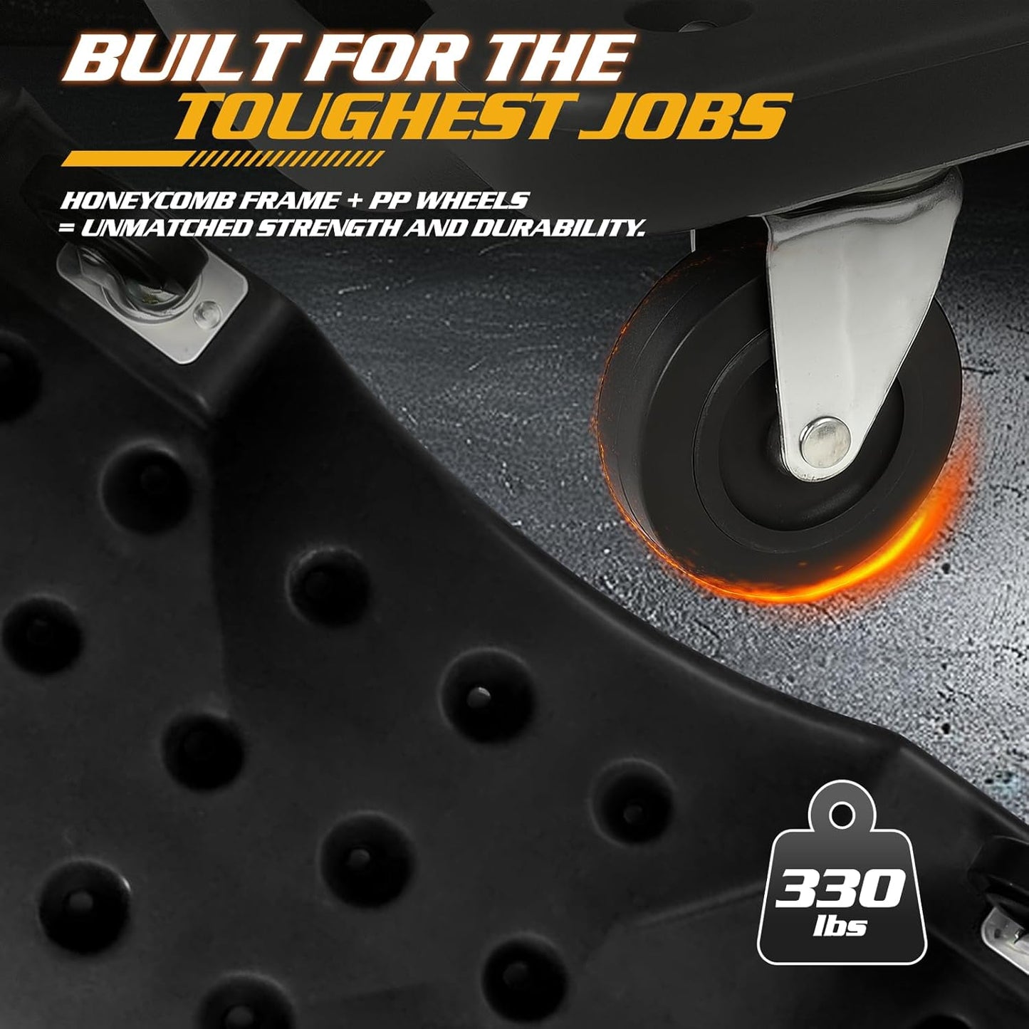 Magshion Rolling Garage with Padded Headrest, Shop Creeper 40" Mechanic Cart with Double Tool Tray and 6 Casters, 330 lbs Capacity Lightweight Automotive Creeper, (Black)