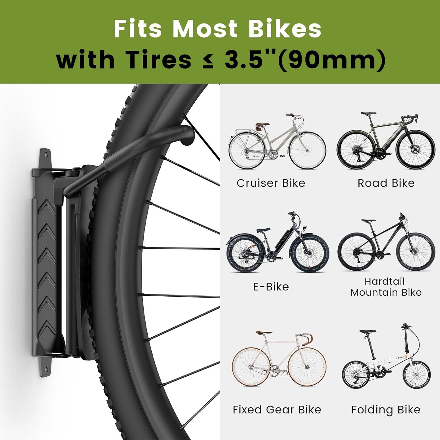 Swivel Bike Wall Mount [4 Pack], 150° Swivel Vertical Bike Rack Wall Hanger Holds up to 66lbs for Mountain/Road/Hybrid Bikes, Bike Hangers, Bicycle Storage Rack for Garage