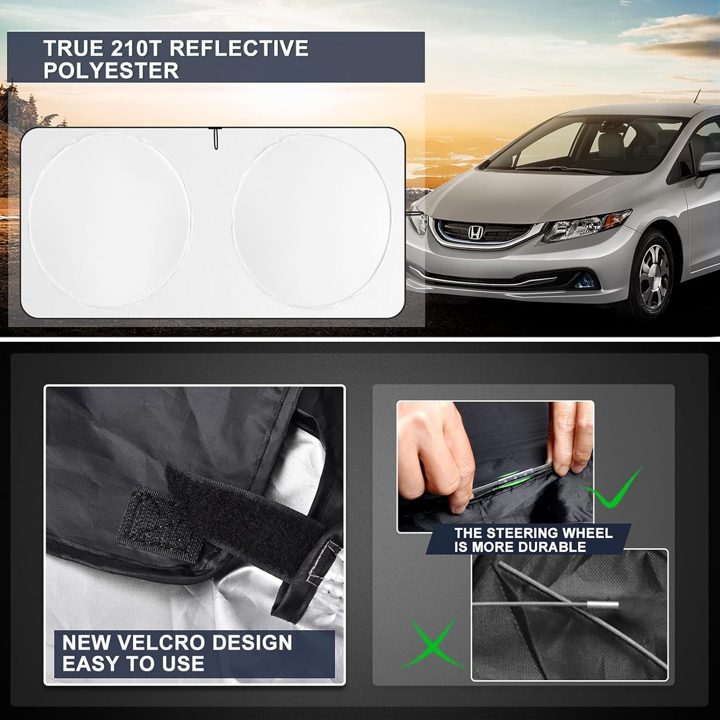 Sunshade for Honda CRV 2017-2022 Sun Shade Fit HR-V CR-V LX EX EX-L, Sport Hybrid, Sport Touring Hybrid SUV Accessories Front Window Shield Sun Visor Protector Foldable Windshield Cover Block UV Rays