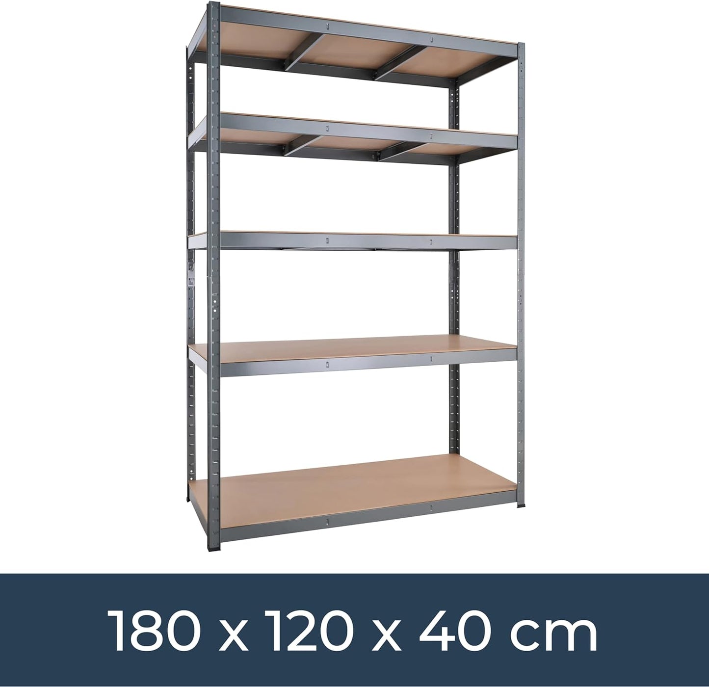 Garage Shelving Units - 71" H x 47" L x 16" W - Heavy Duty Racking - Shelves for Storage -1 Bay - Galvanised - 5 Tier - 2000LB Capacity (400LB Per Shelf) - Workshop, Shed, Office - 5 Year Warranty