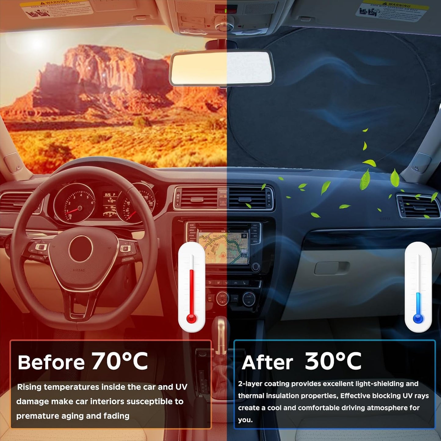 INSAUTO for Outback 2024 Window Sunshade Windshield Sun Shade for 2020-2023 Subaru Outback Windshield Cover Custom Fit Sun Visor Reflective Protector Foldable Front Window Shield Car Accessories