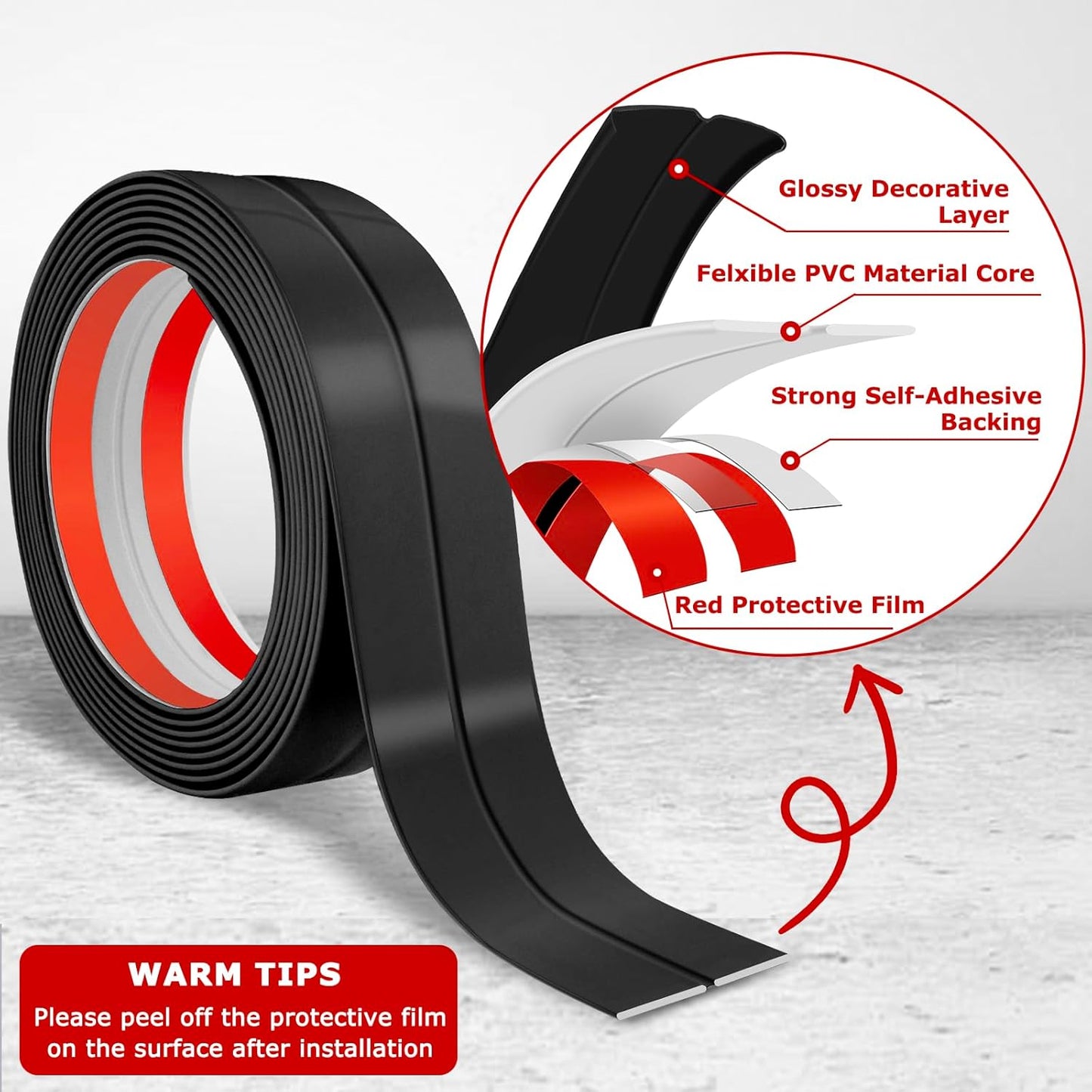 Flexible Wall Corner Protector Moulding Trim Peel and Stick Wall Corner Guards Edge Protector Self Adhesive Molding Trim Strip for Edge Ceiling (Black, 0.8 in x 10 Ft)