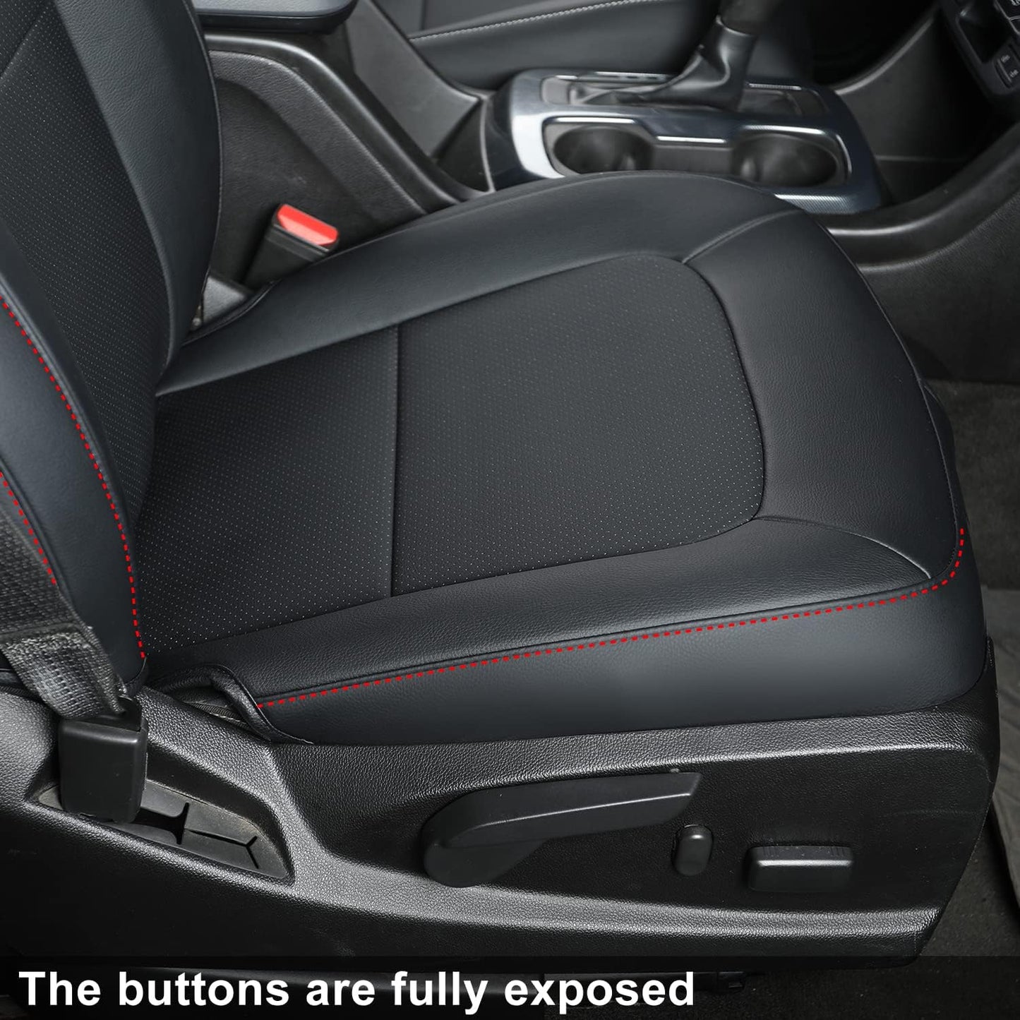 LUCKYMAN CLUB Chevy Colorado Seat Covers, fit for 2015-2022 Colorado Crew Cab Z71 LT ZR2 Work Truck with Faux Leather (Black&Red)