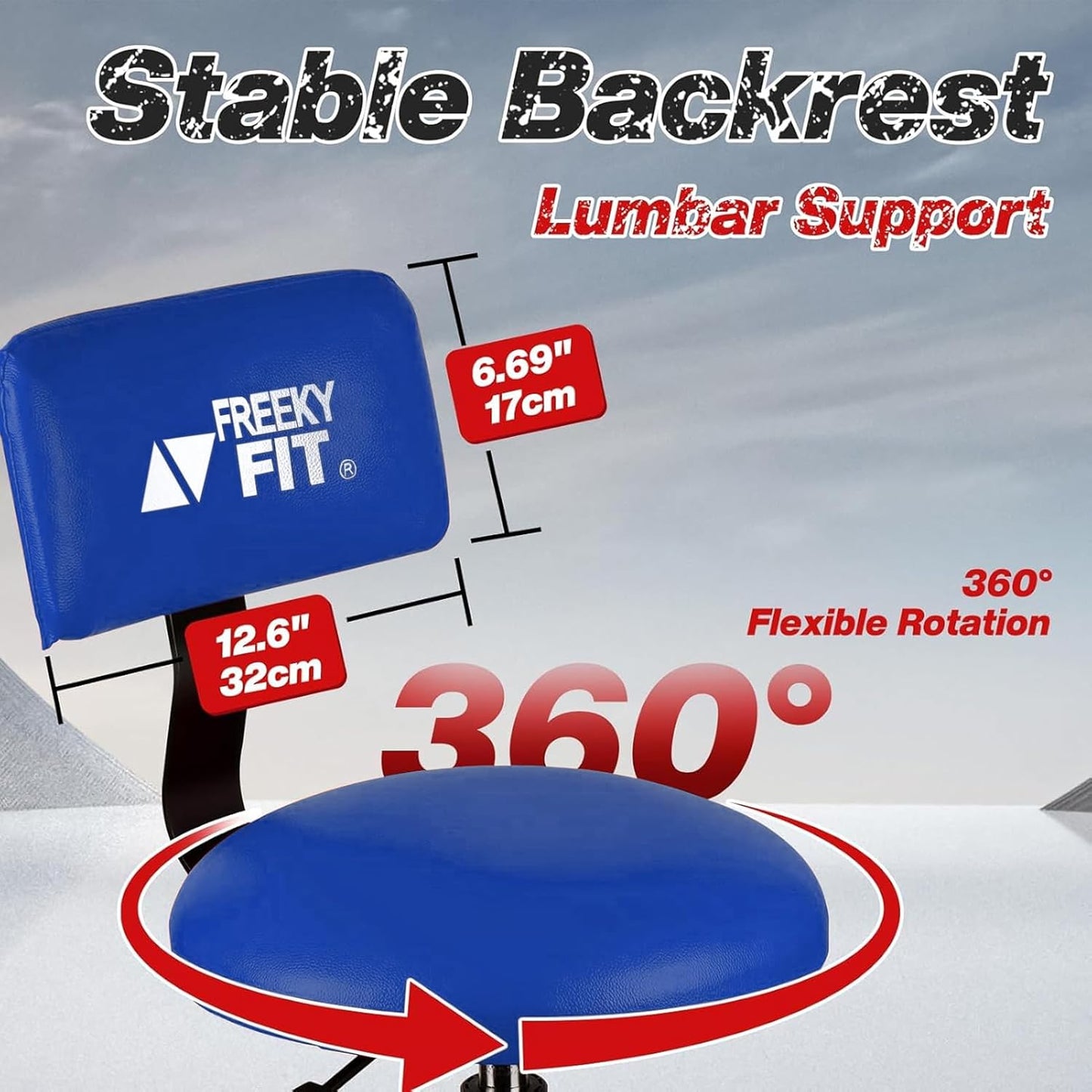 Shop Stool with Backrest, Mechanic Garage Stool for Workshop, Adjustable Shop Stools Chair, Padded Workbench Stools for Men Women, 300 LBS Capacity, 360° Swivel PVC Seat, Heavy Duty, Blue